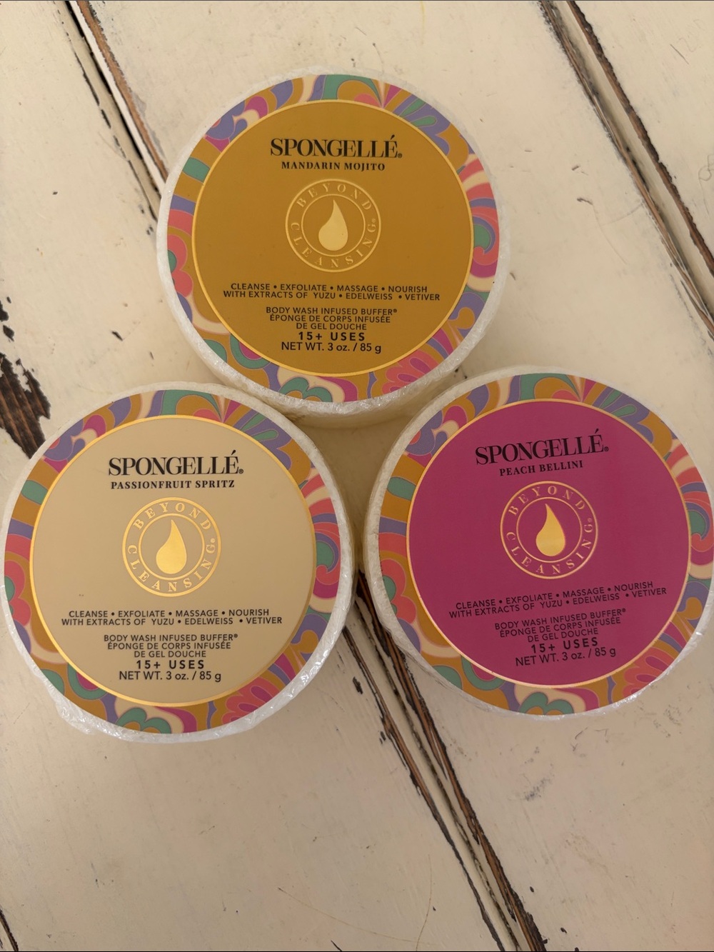 Spongelle 3 pc set mandarin, passion fruit, peach